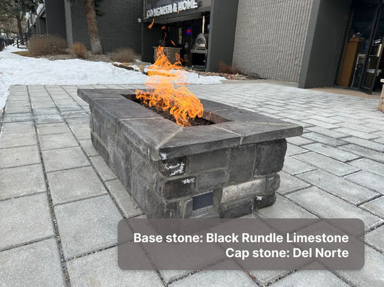 61″ x 31″ Rectangle Custom Stone Gas Fire Pit