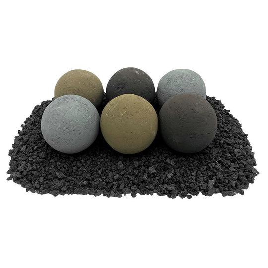 4" Natural Variety Lite Stone Fire Balls - Set of 6
