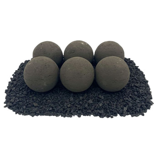 4" Thunder Gray Lite Stone Fire Balls - Set of 6