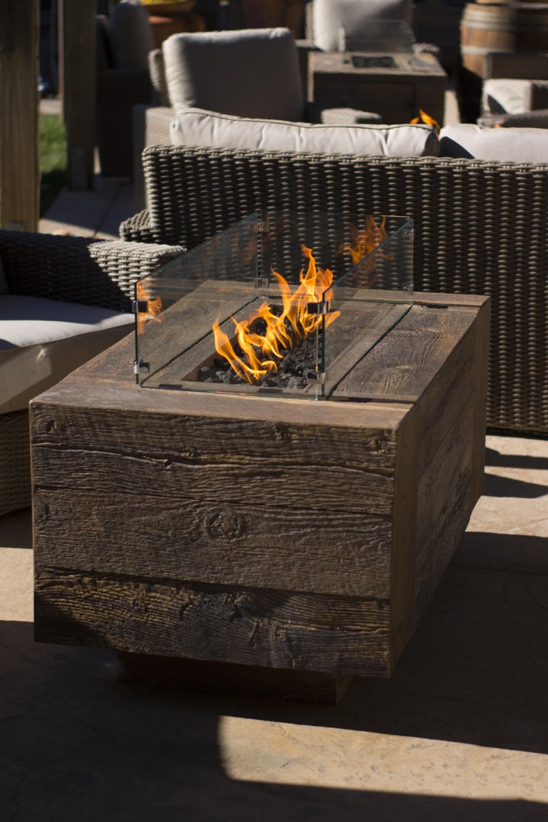 Catalina Wood Grain Finish GFRC Gas Fire Pit (48")
