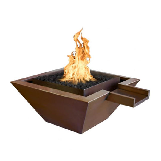 Maya Square Gravity Spill Copper Gas Fire and Water Bowl (3 sizes)