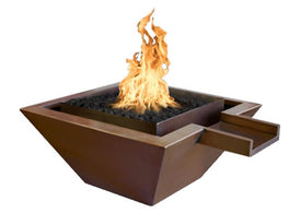 Maya Square Gravity Spill Copper Gas Fire and Water Bowl (3 sizes)