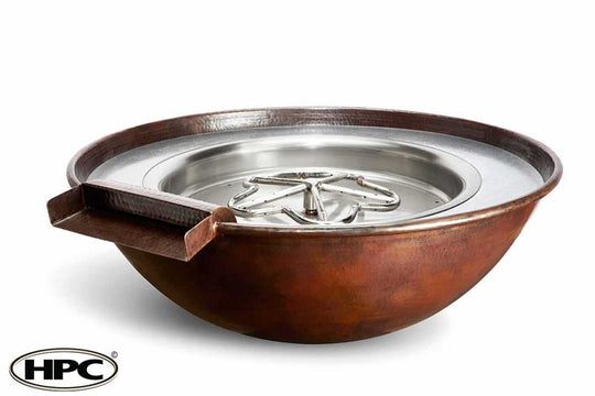 Tempe Round Copper Gas Fire and Water Bowl