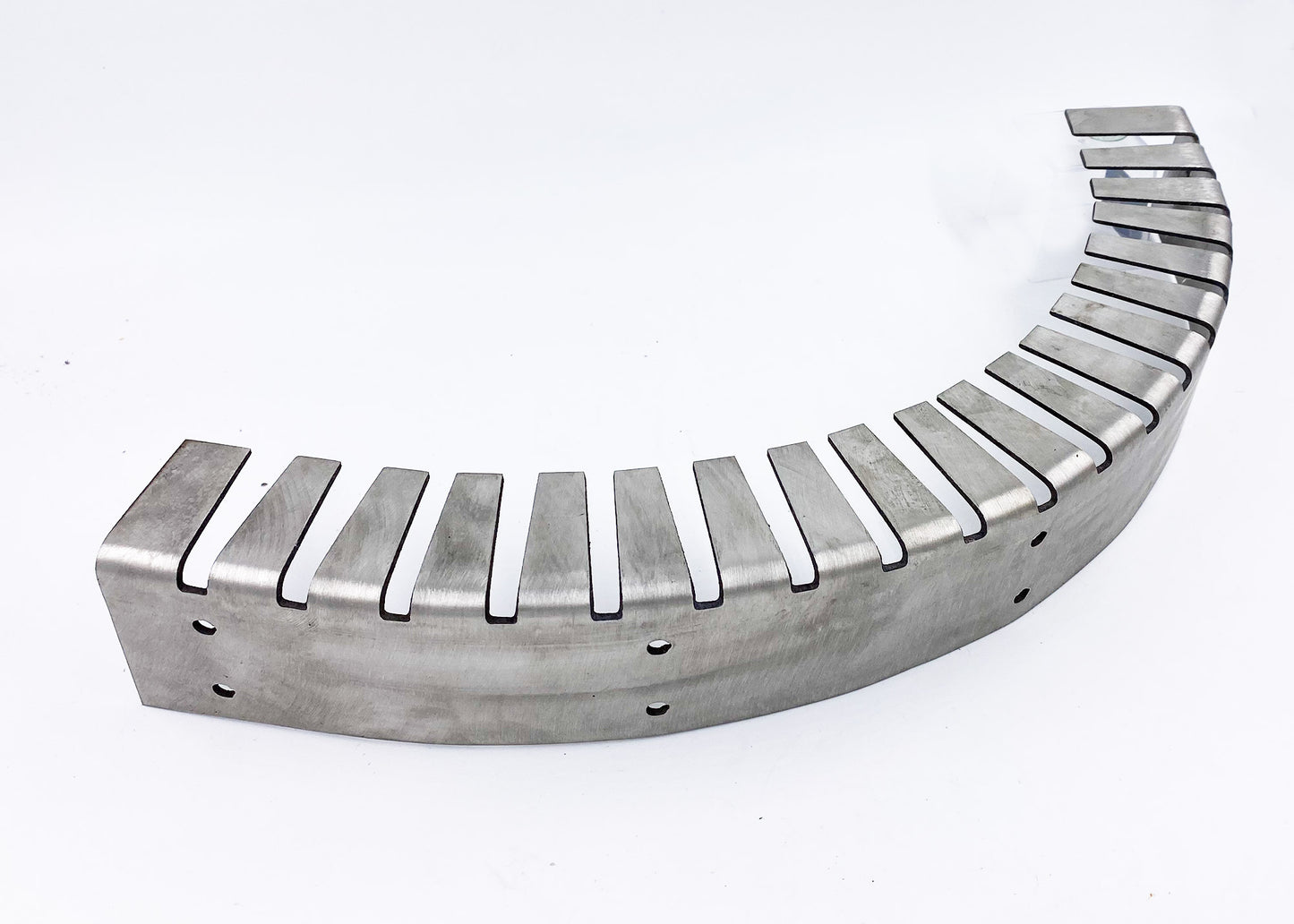 A flexible stainless steel installation collar 20" designed for gas fire pits, showing a curved metal structure with multiple mounting holes.