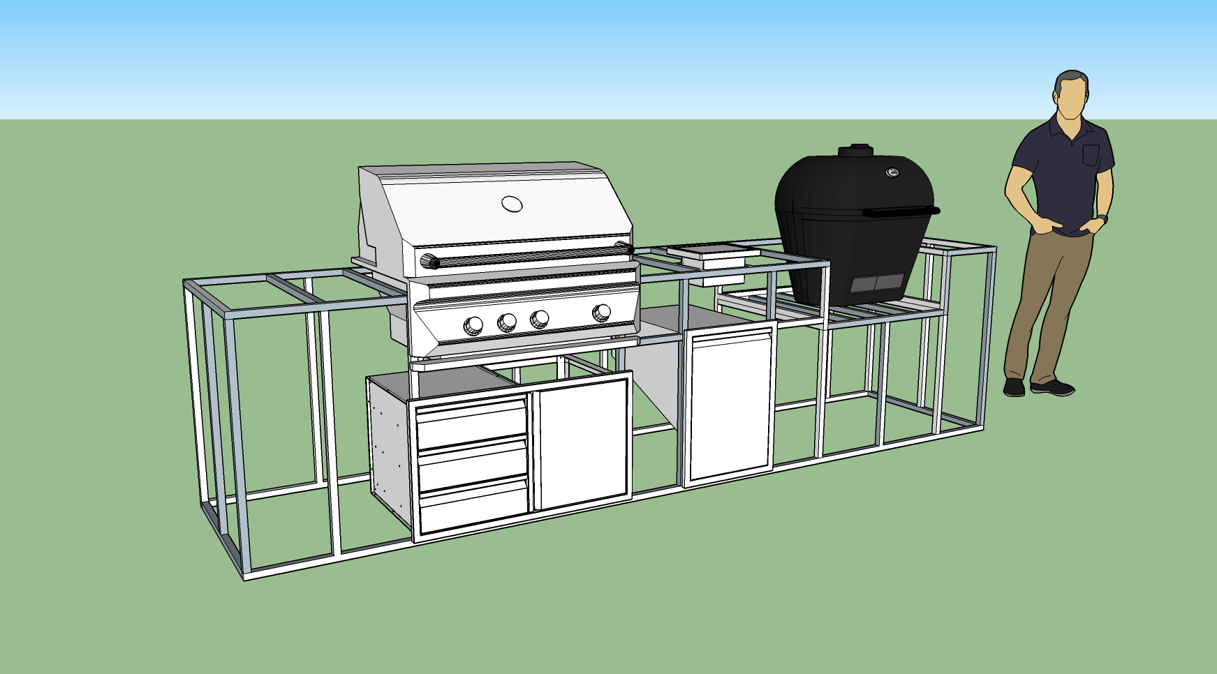 Barbecue Summer Kitchen Design Plans Custom DIY BBQ Island Frame