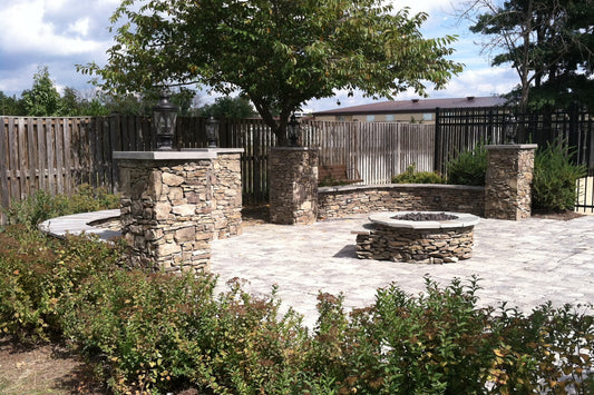 Matching Stone Fire Pit & Wall | Customer Photos