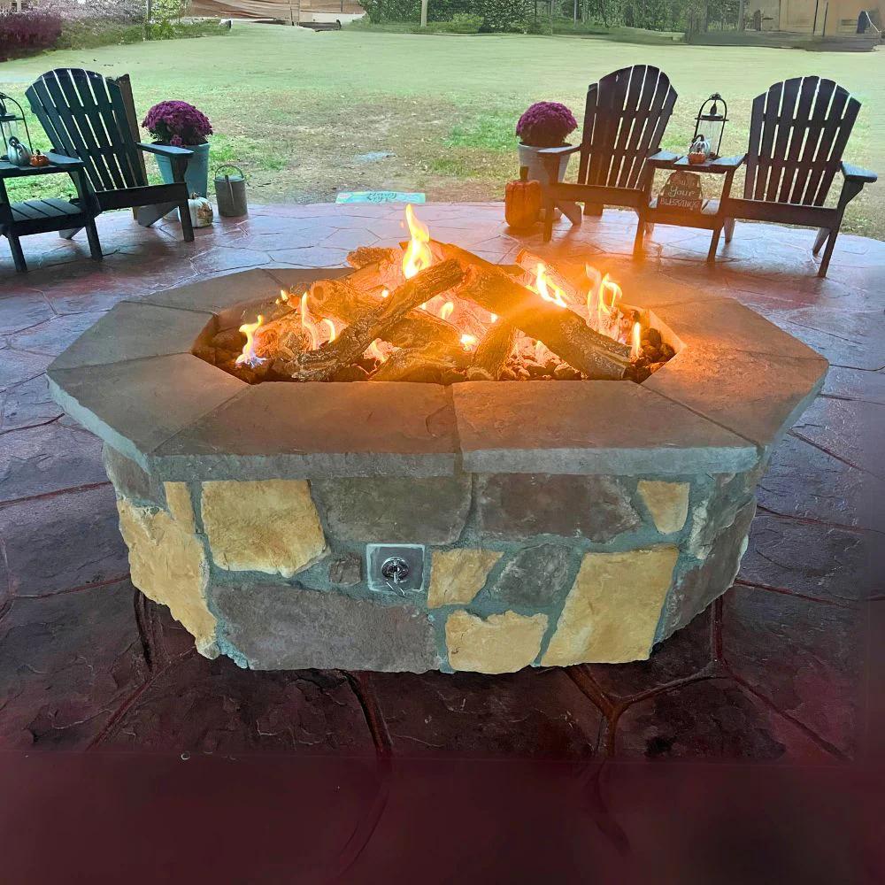 Rectagon Custom Stone Gas Fire Pit