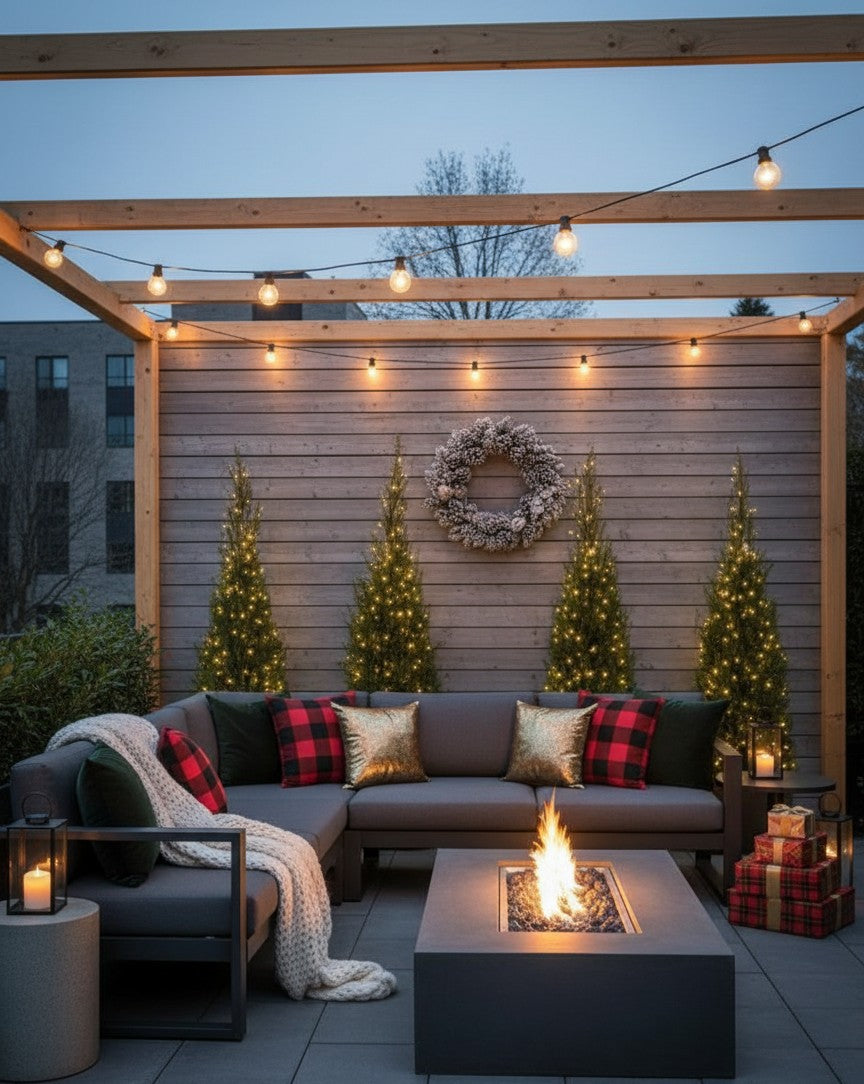 Fire Pit and Christmas decorations
