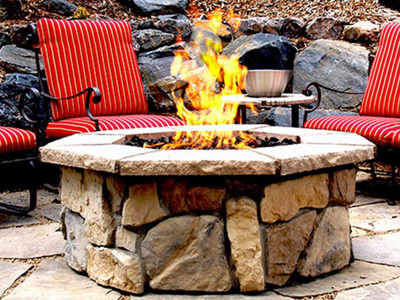 46" Octagon Custom Stone Gas Fire Pit