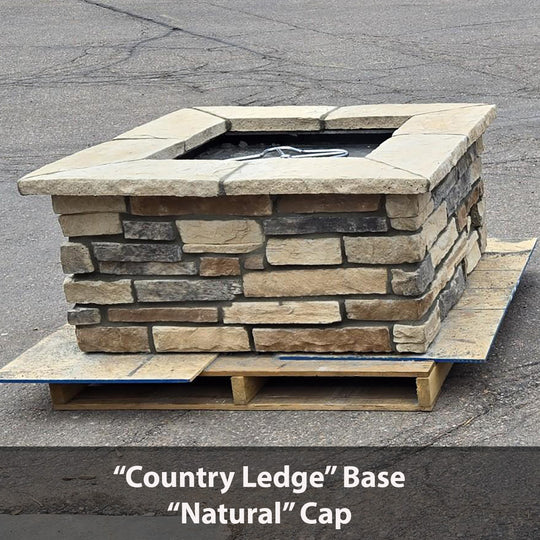 46″ Square Custom Stone Gas Fire Pit