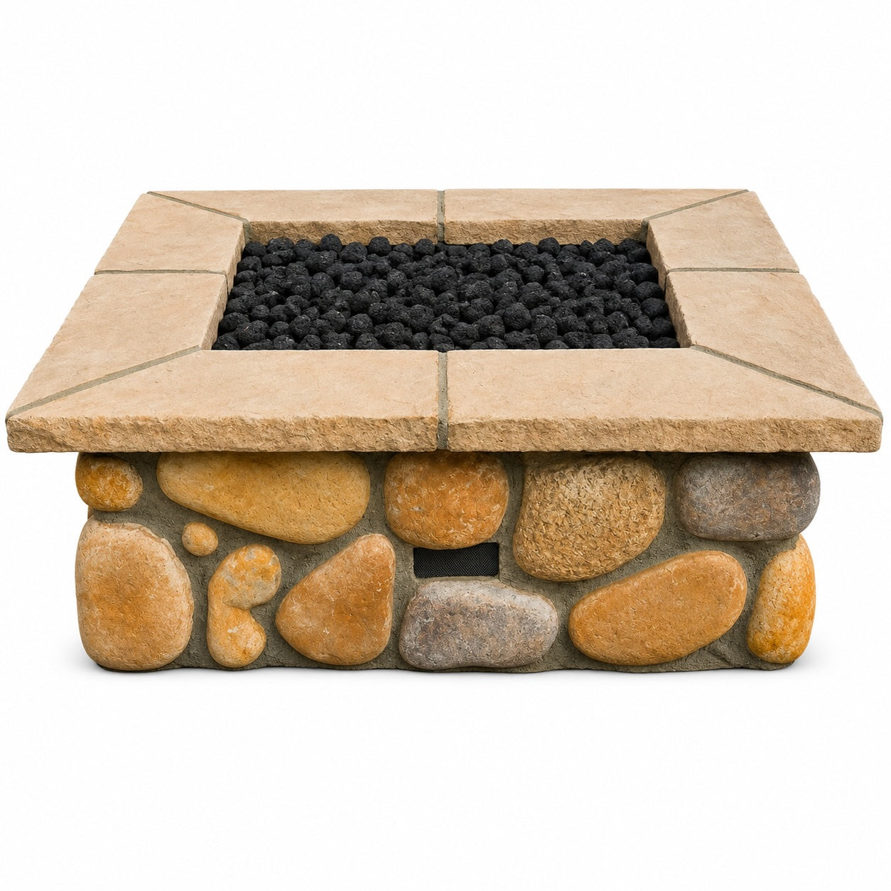 46″ Square Custom Stone Gas Fire Pit