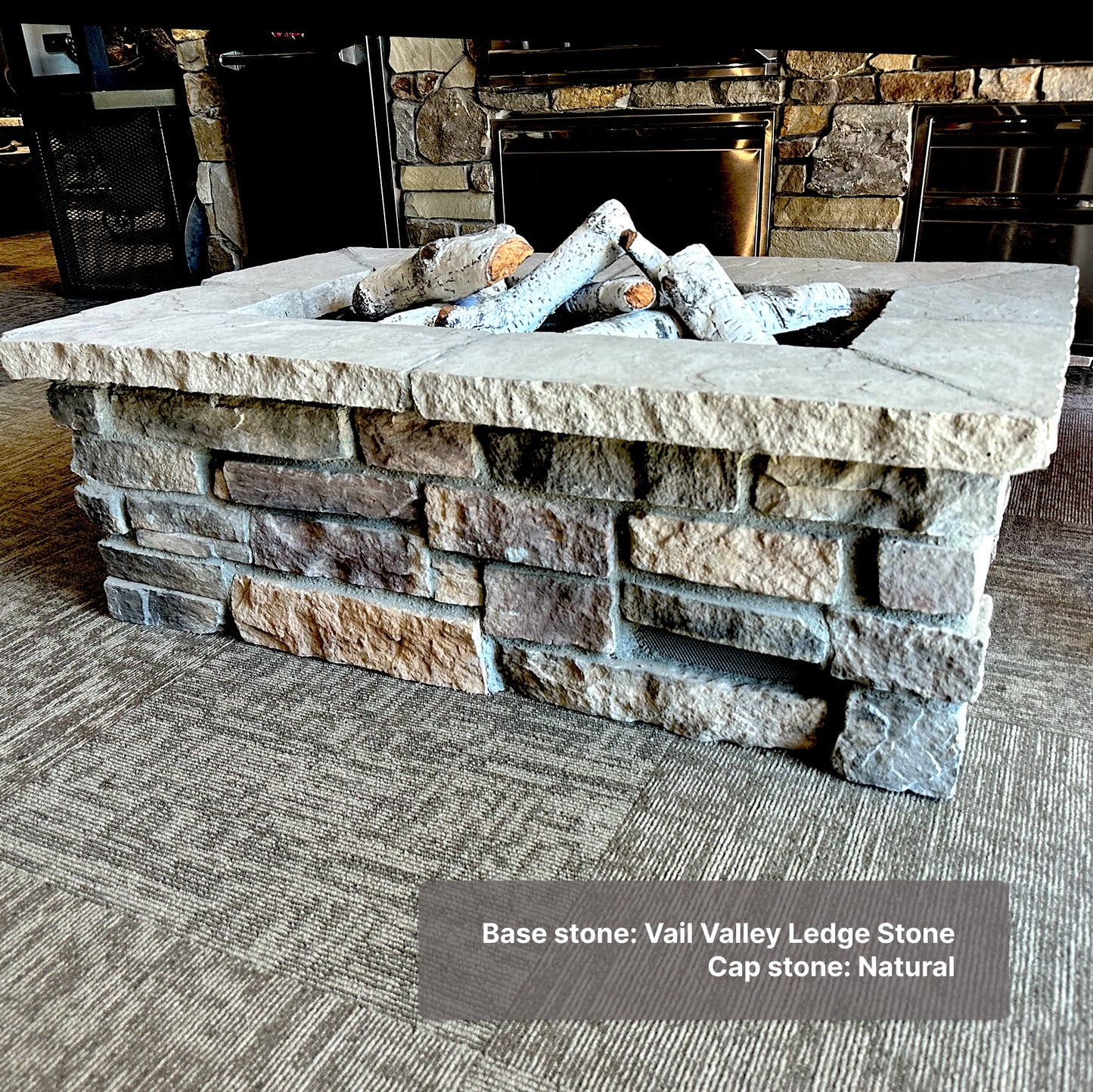 "Ready To Ship″ 48" x 30″ x 16h Rectangle Custom Stone Gas Fire Pit