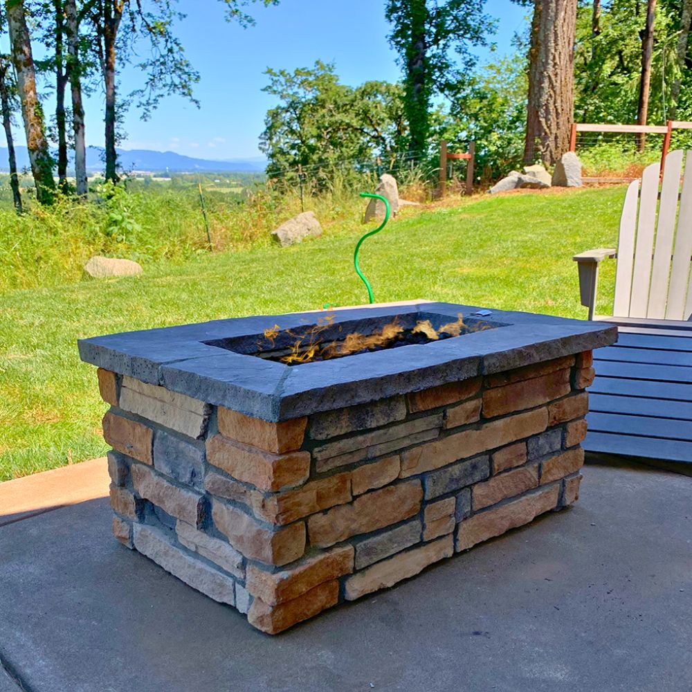 48″ x 30″ Rectangle Custom Stone Gas Fire Pit