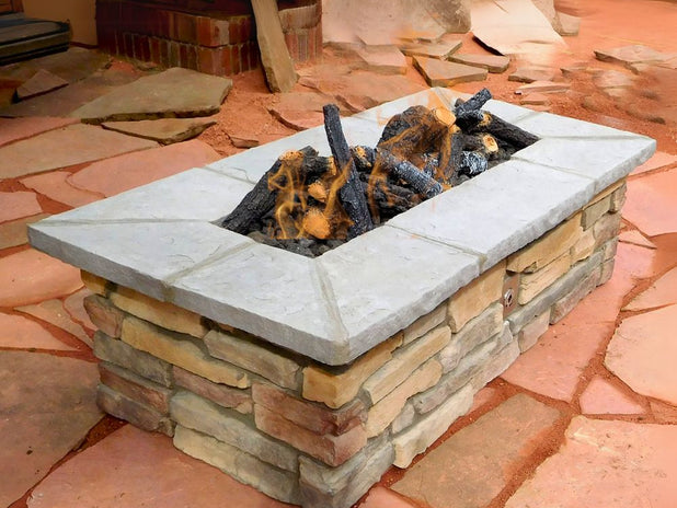 61″ x 31″ Rectangle Custom Stone Gas Fire Pit