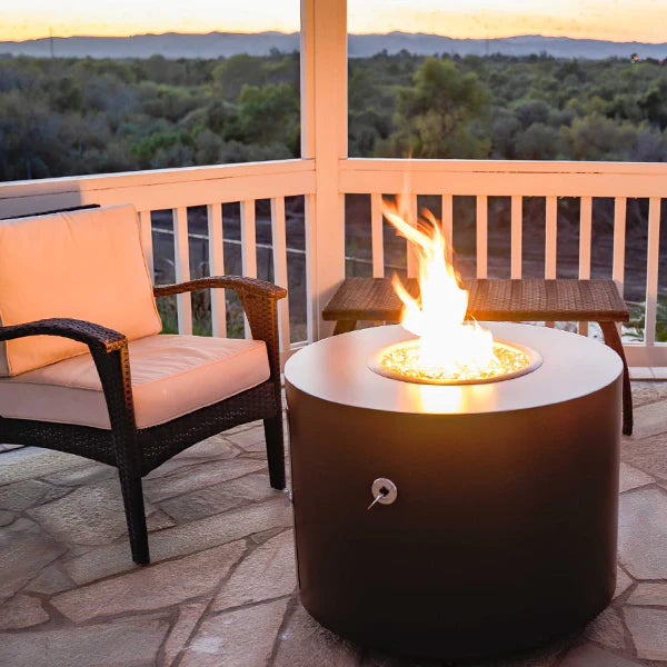 Beverly Powder Coated Steel Gas Fire Pit- Round (3 sizes)