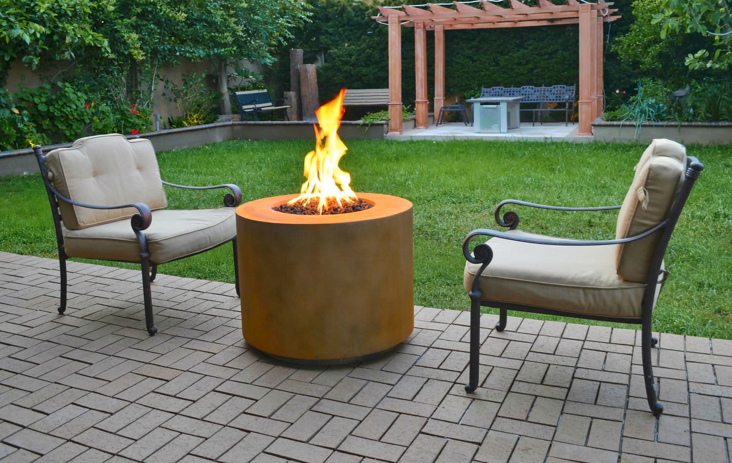 Beverly Cor-Ten Steel Gas Fire Pit- Round (3 sizes)