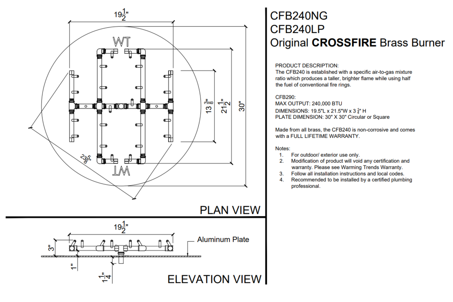 290K BTU Warming Trends Crossfire Burner