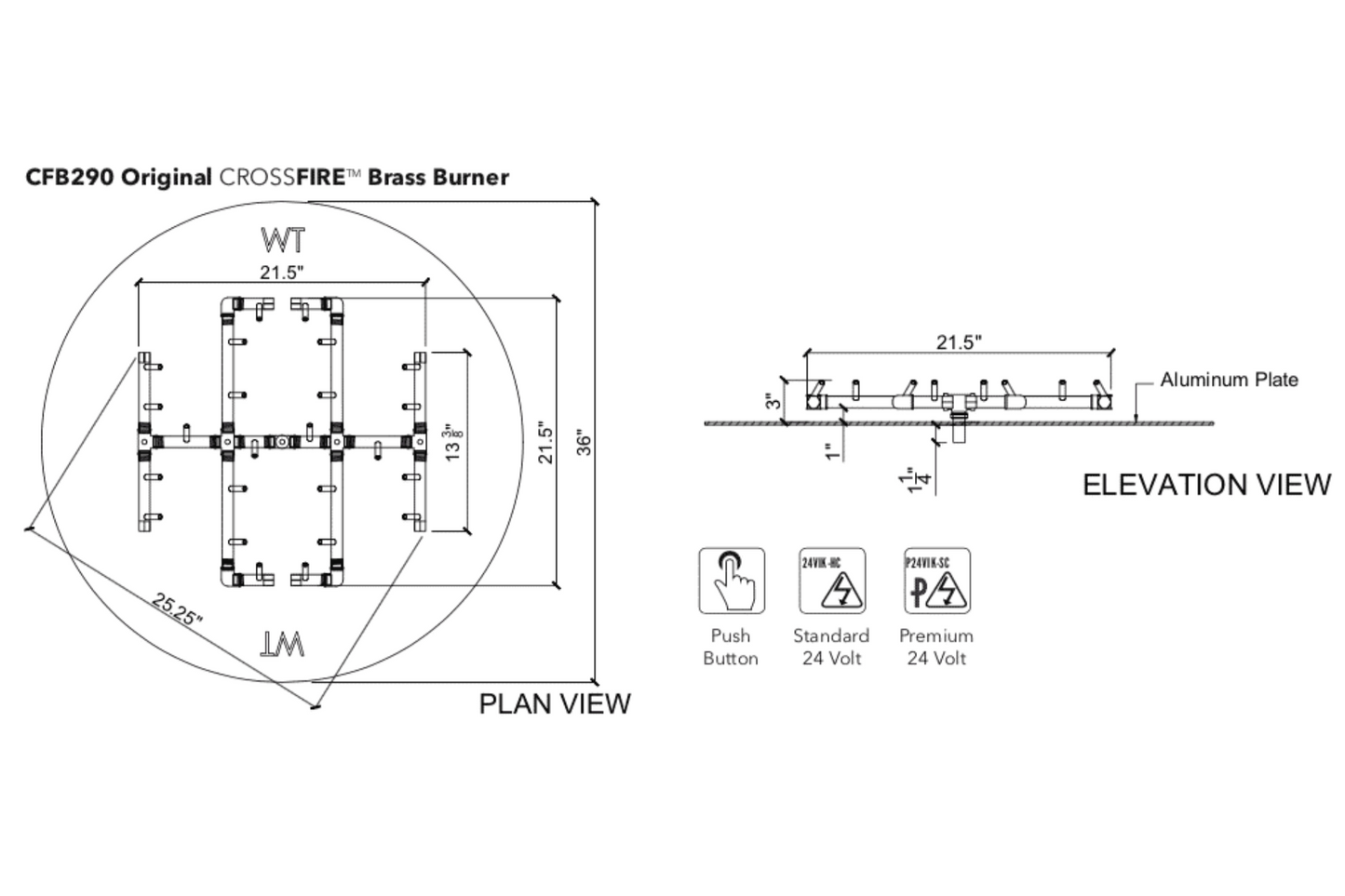 290K BTU Warming Trends Crossfire Burner System, 36″ Pan