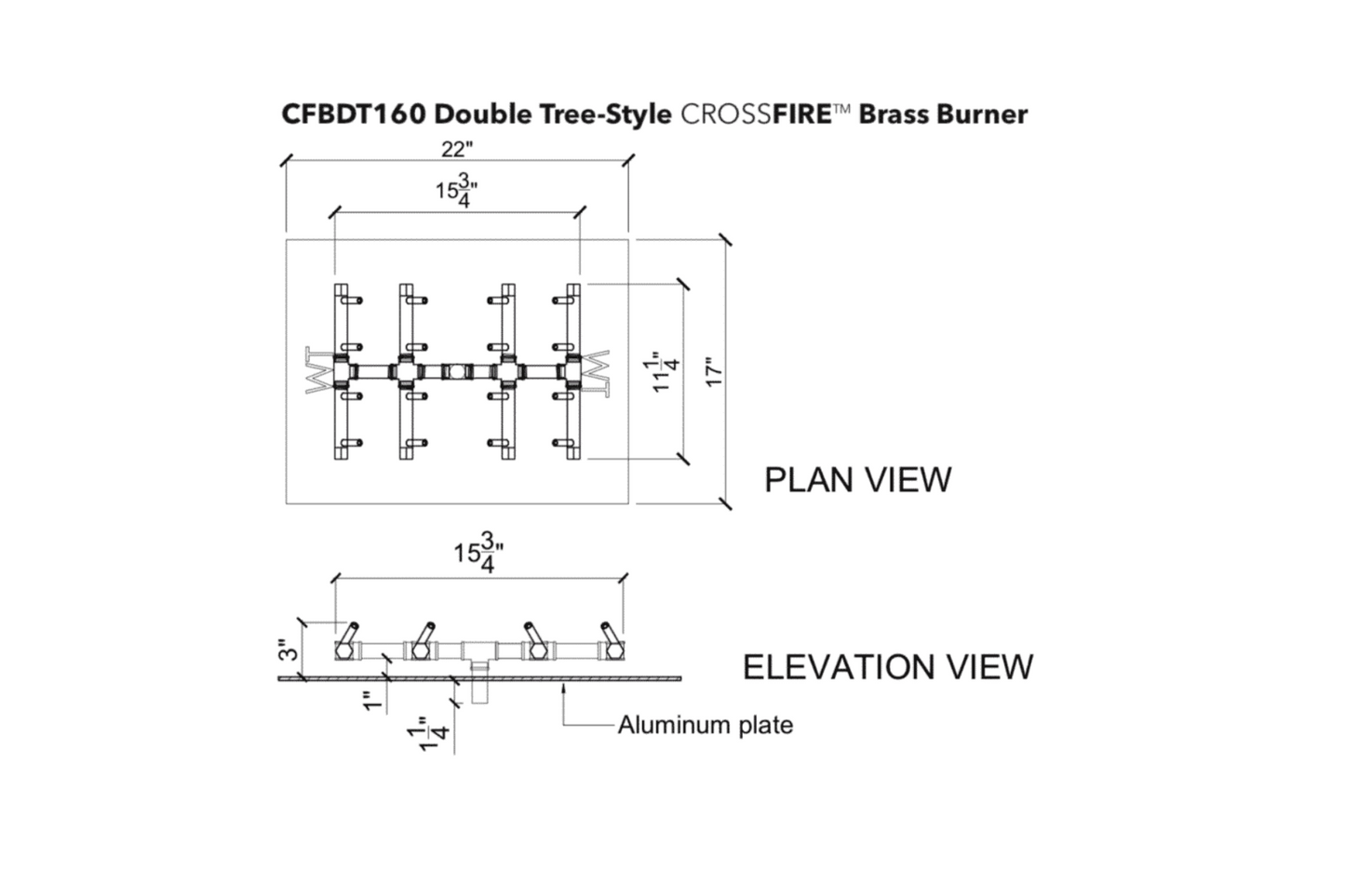 Warming Trends Crossfire Double Tree Style Brass Gas Fire Pit Burners