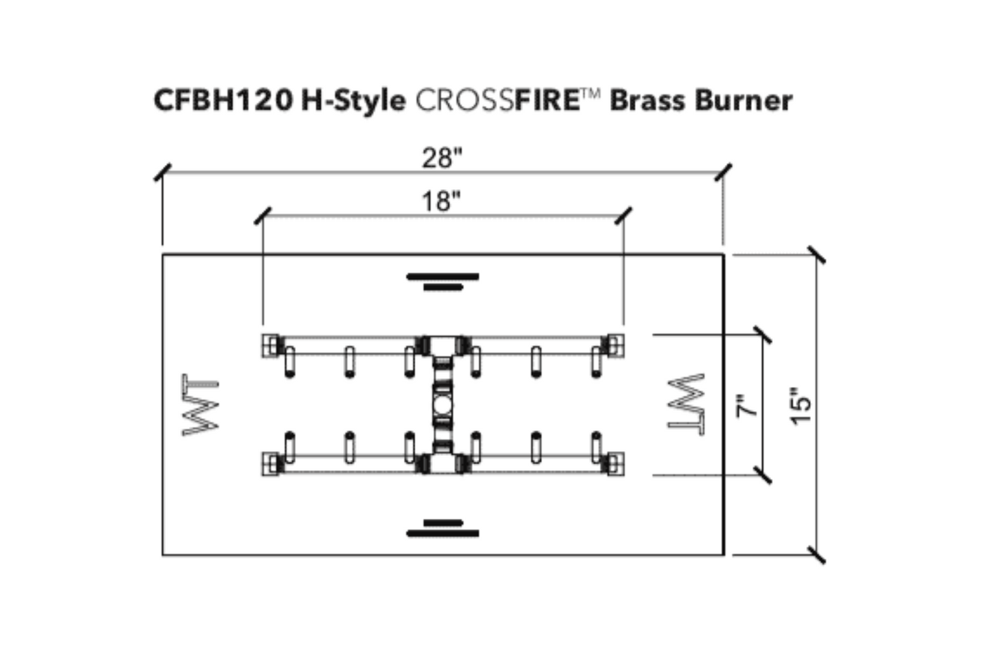 Warming Trends Crossfire H-Style Brass Gas Fire Pit Burners