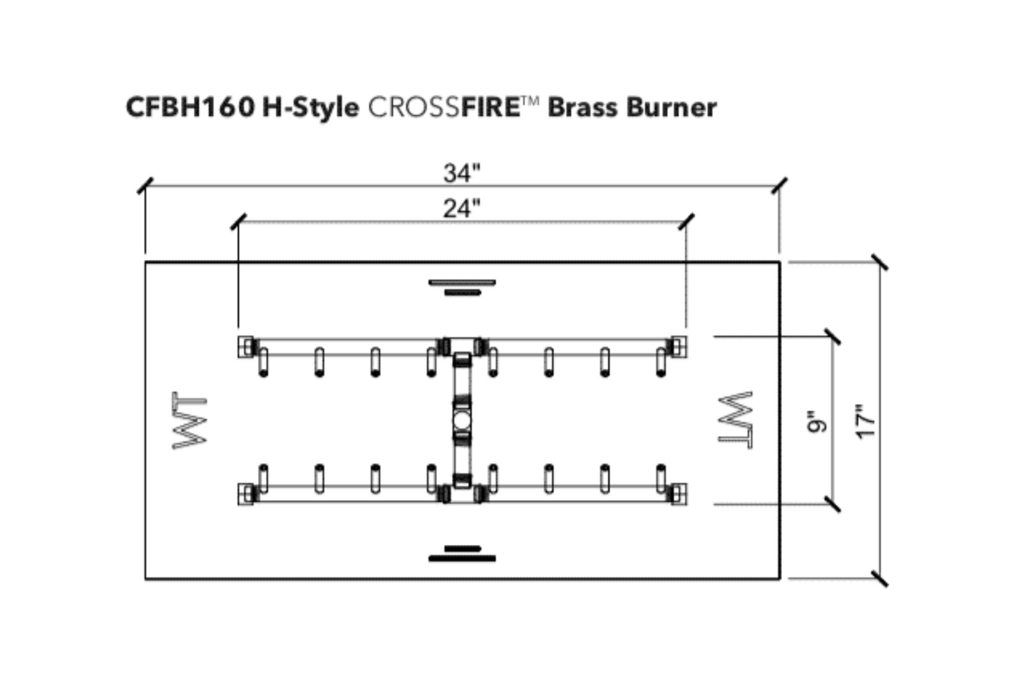 Warming Trends Crossfire H-Style Brass Gas Fire Pit Burners