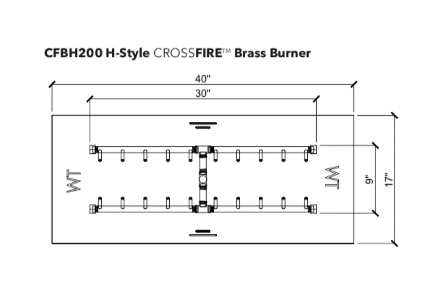 Warming Trends Crossfire H-Style Brass Gas Fire Pit Burners