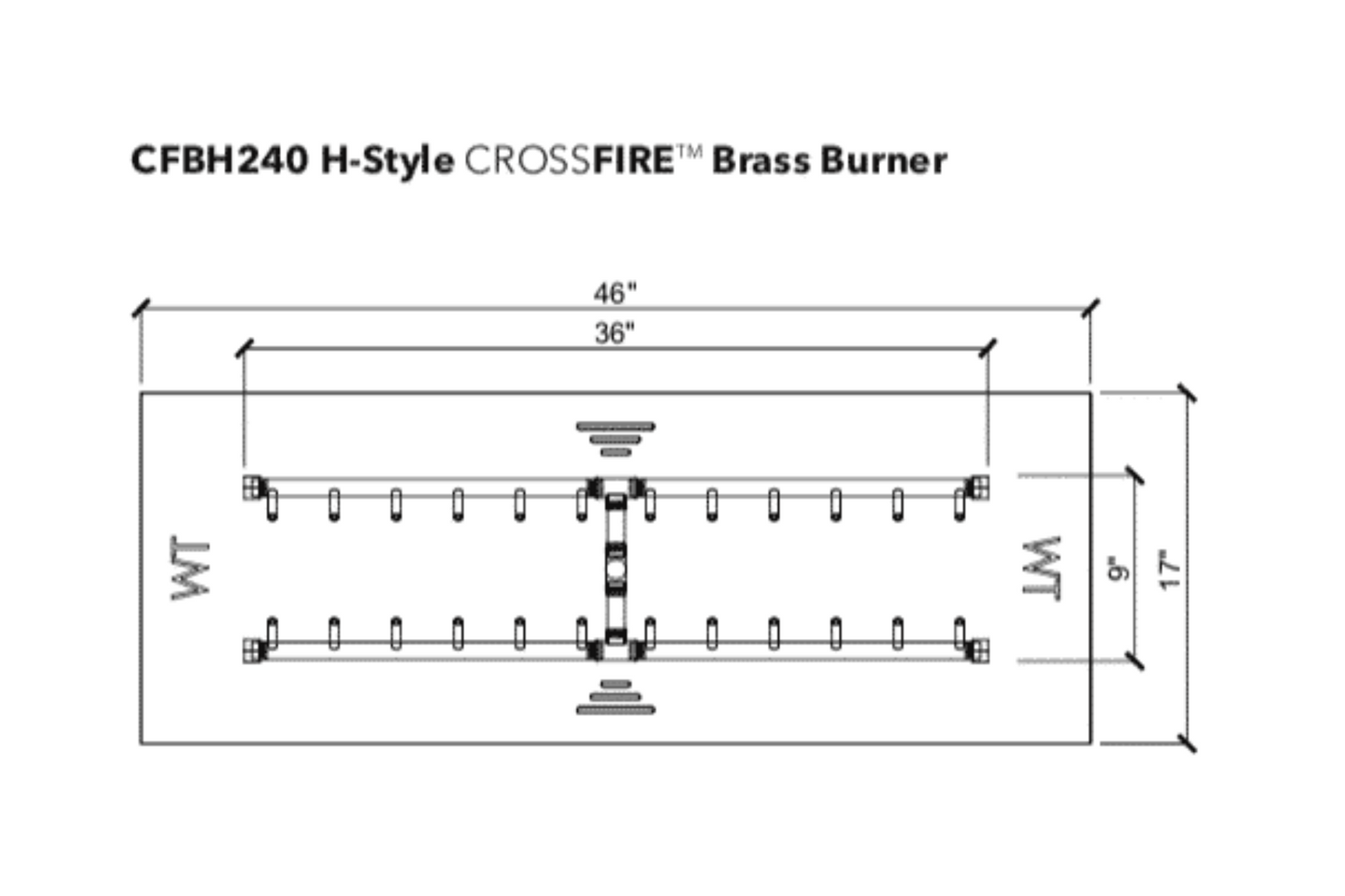 Warming Trends Crossfire H-Style Brass Gas Fire Pit Burners