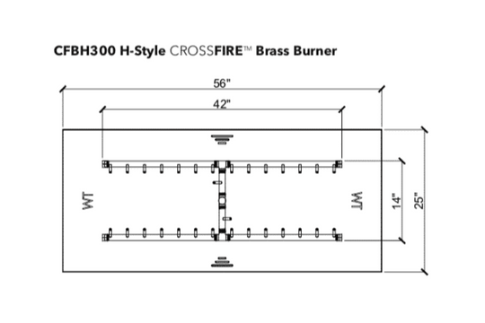 Warming Trends Crossfire H-Style Brass Gas Fire Pit Burners