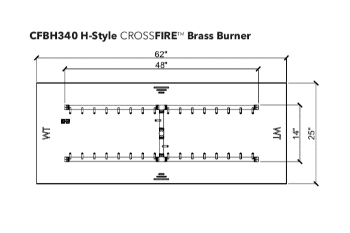 Warming Trends Crossfire H-Style Brass Gas Fire Pit Burners