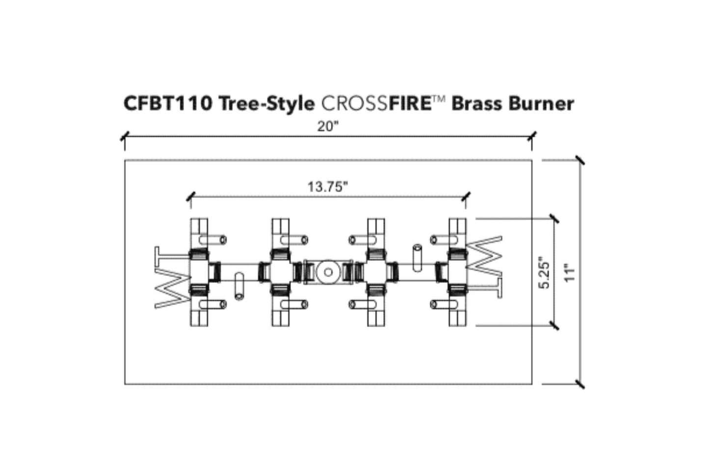 Warming Trends Crossfire Tree Style Brass Gas Fire Pit Burners