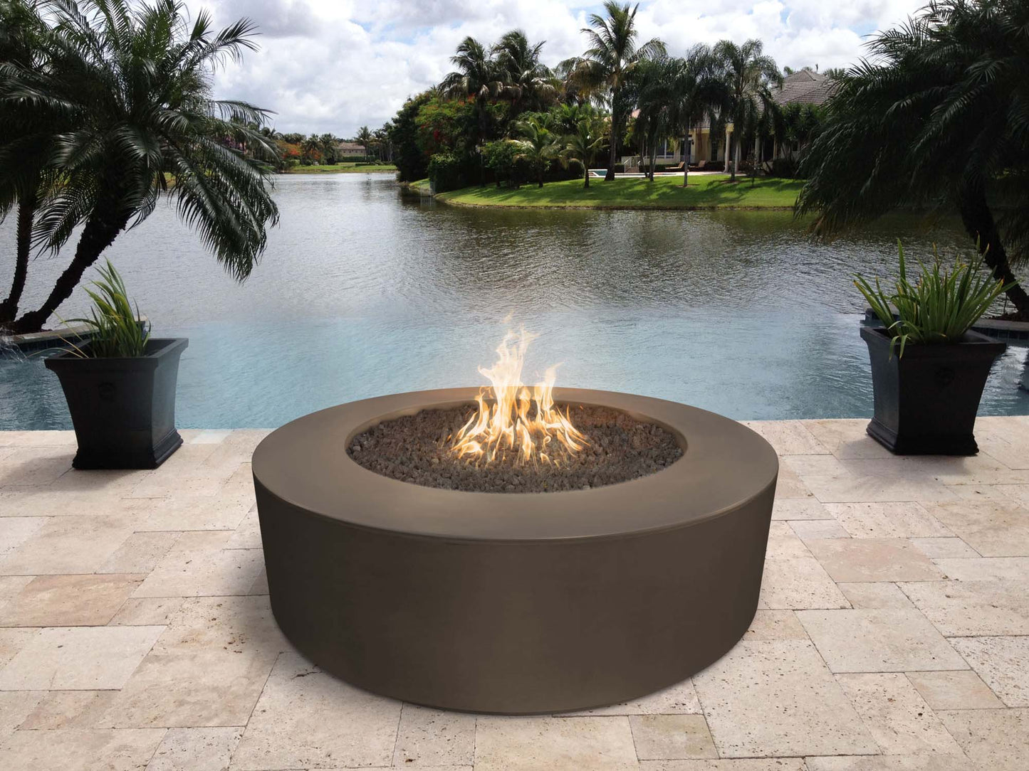 Unity Round Steel Gas Fire Pit 18" High (3 sizes)