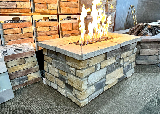 "Ready To Ship″ 48" x 30″ x  21" H Rectangle Custom Stone Gas Fire Pit