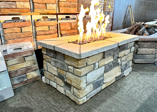 "Ready To Ship″ 48" x 30″ x  21" H Rectangle Custom Stone Gas Fire Pit