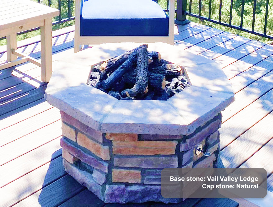 36″ Octagon Custom Stone Gas Fire Pit