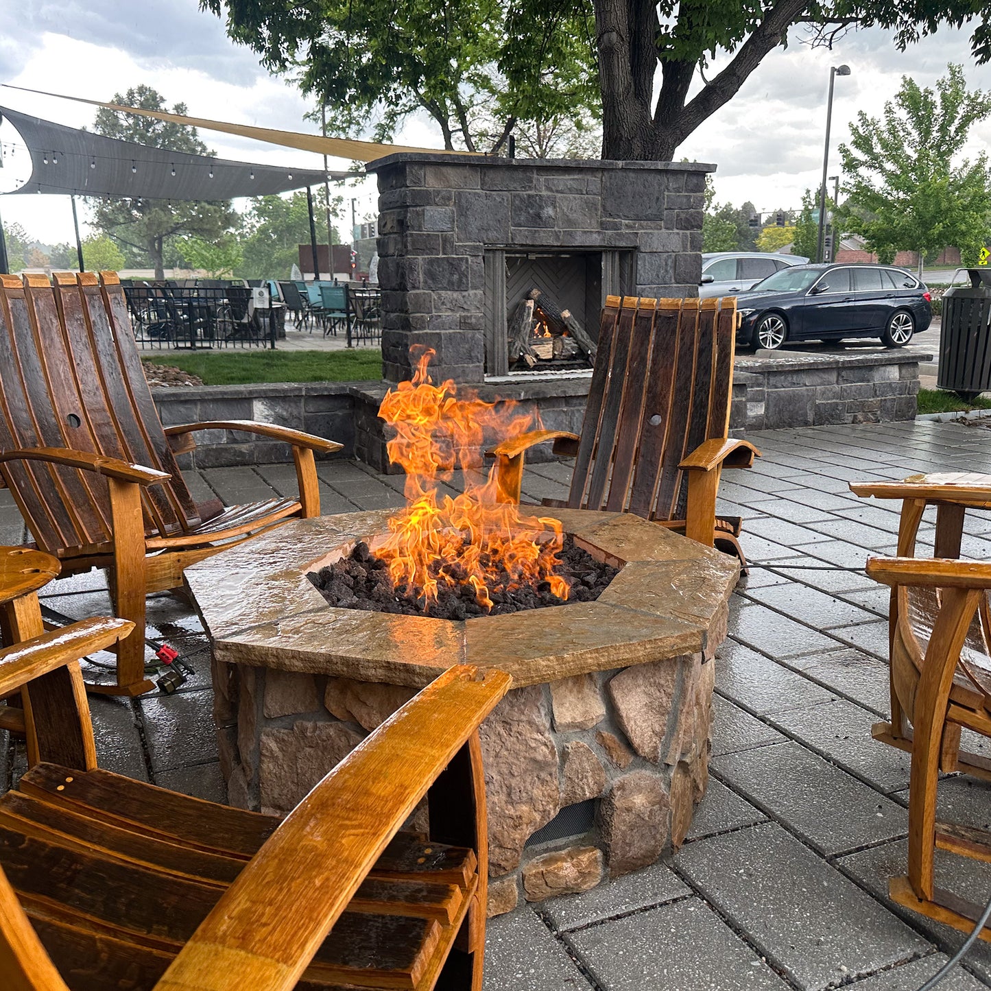 46" Octagon Custom Stone Gas Fire Pit