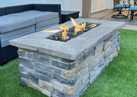 "Ready To Ship″ 48" x 30″ x  21" H Rectangle Custom Stone Gas Fire Pit