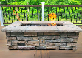 "Ready To Ship″ 48" x 30″ Rectangle Custom Stone Gas Fire Pit