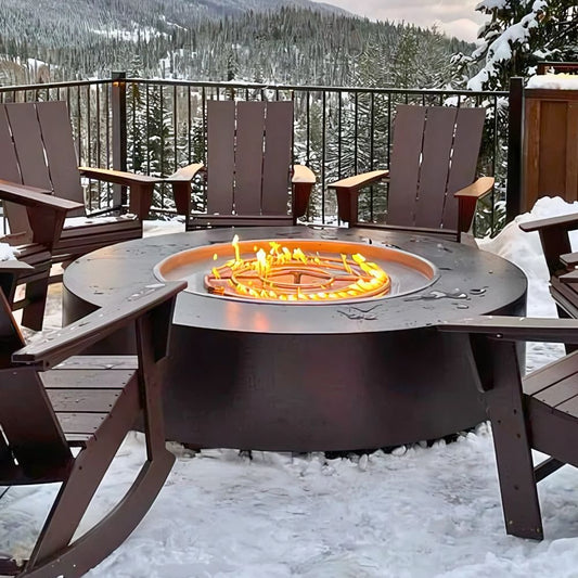 Unity Round Steel Gas Fire Pit 18" High (3 sizes)