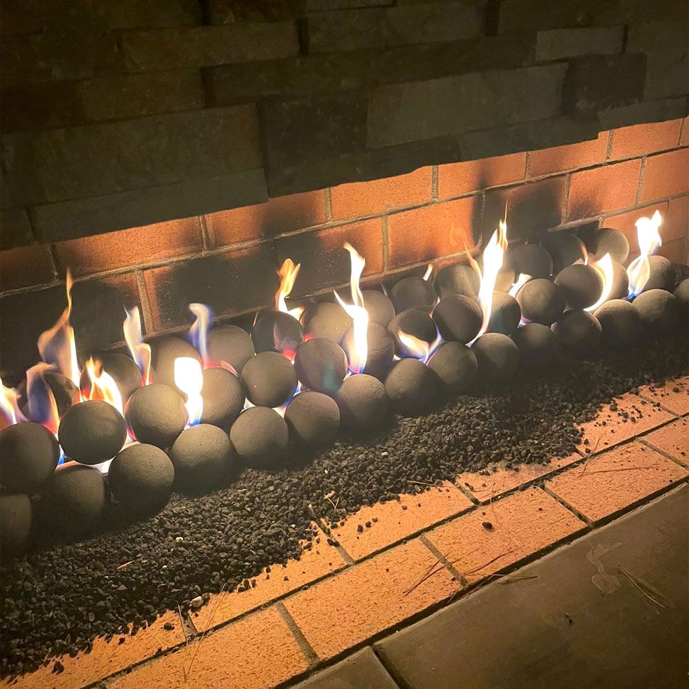 4" Cottage White Lite Stone Fire Balls - Set of 6