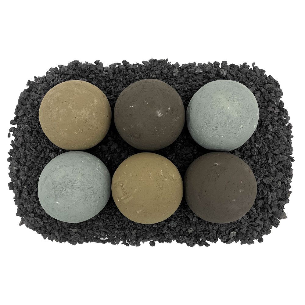 4" Natural Variety Lite Stone Fire Balls - Set of 6