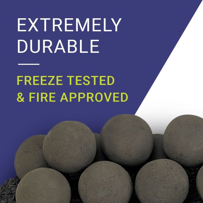 4" Thunder Gray Lite Stone Fire Balls - Set of 6