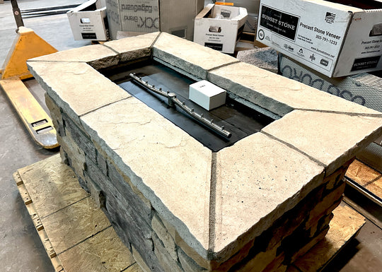 "Ready To Ship″ 48" x 30″ x  21" H Rectangle Custom Stone Gas Fire Pit