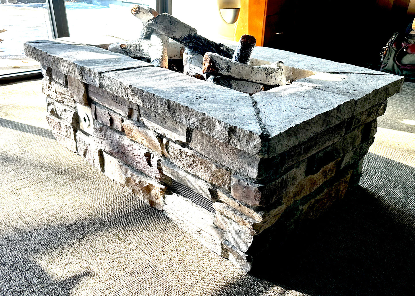 "Ready To Ship″ 48" x 30″ x 16h Rectangle Custom Stone Gas Fire Pit