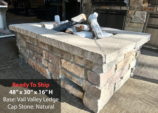 "Ready To Ship″ 48" x 30″ x 16h Rectangle Custom Stone Gas Fire Pit