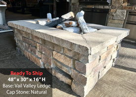 "Ready To Ship″ 48" x 30″ Rectangle Custom Stone Gas Fire Pit