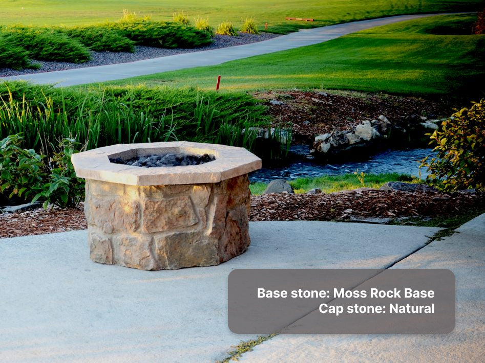 36″ Octagon Custom Stone Gas Fire Pit