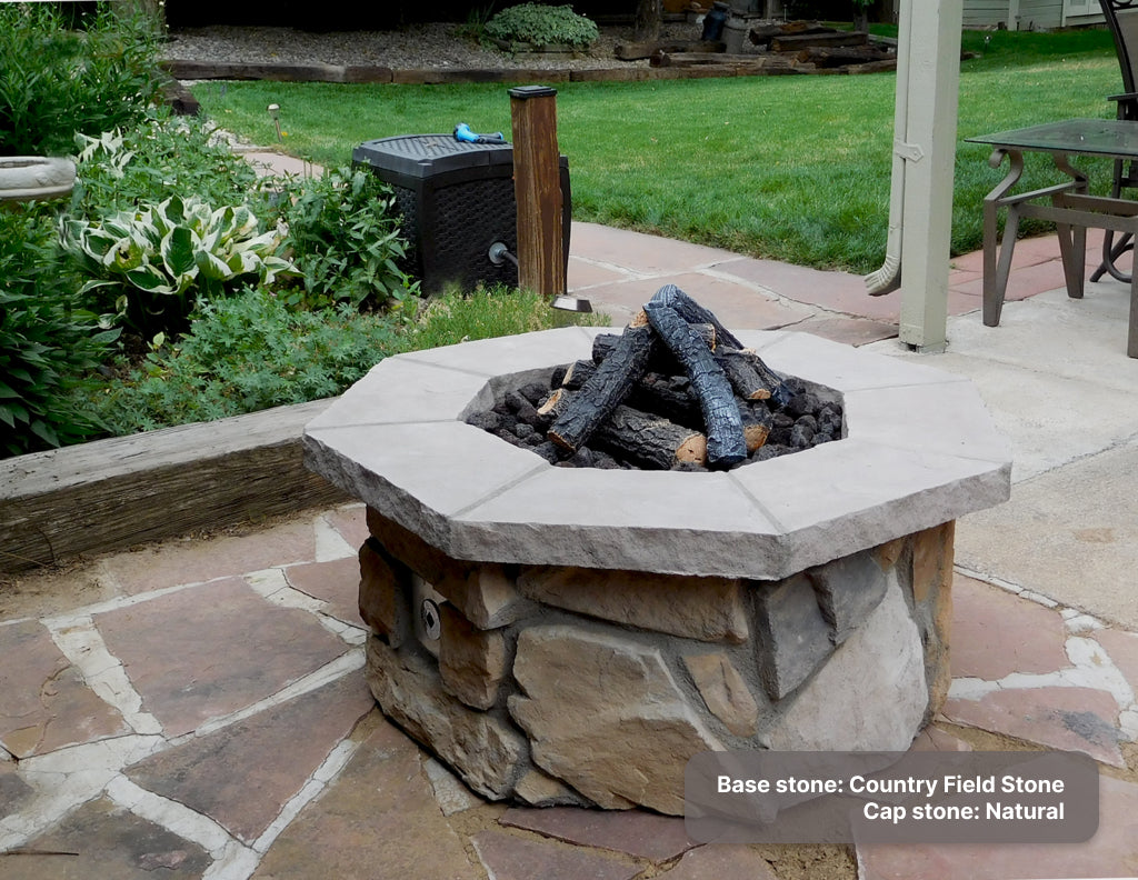 42″ Octagon Custom Stone Gas Fire Pit