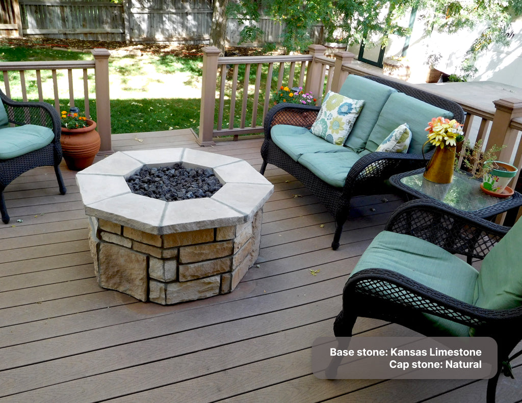 42″ Octagon Custom Stone Gas Fire Pit