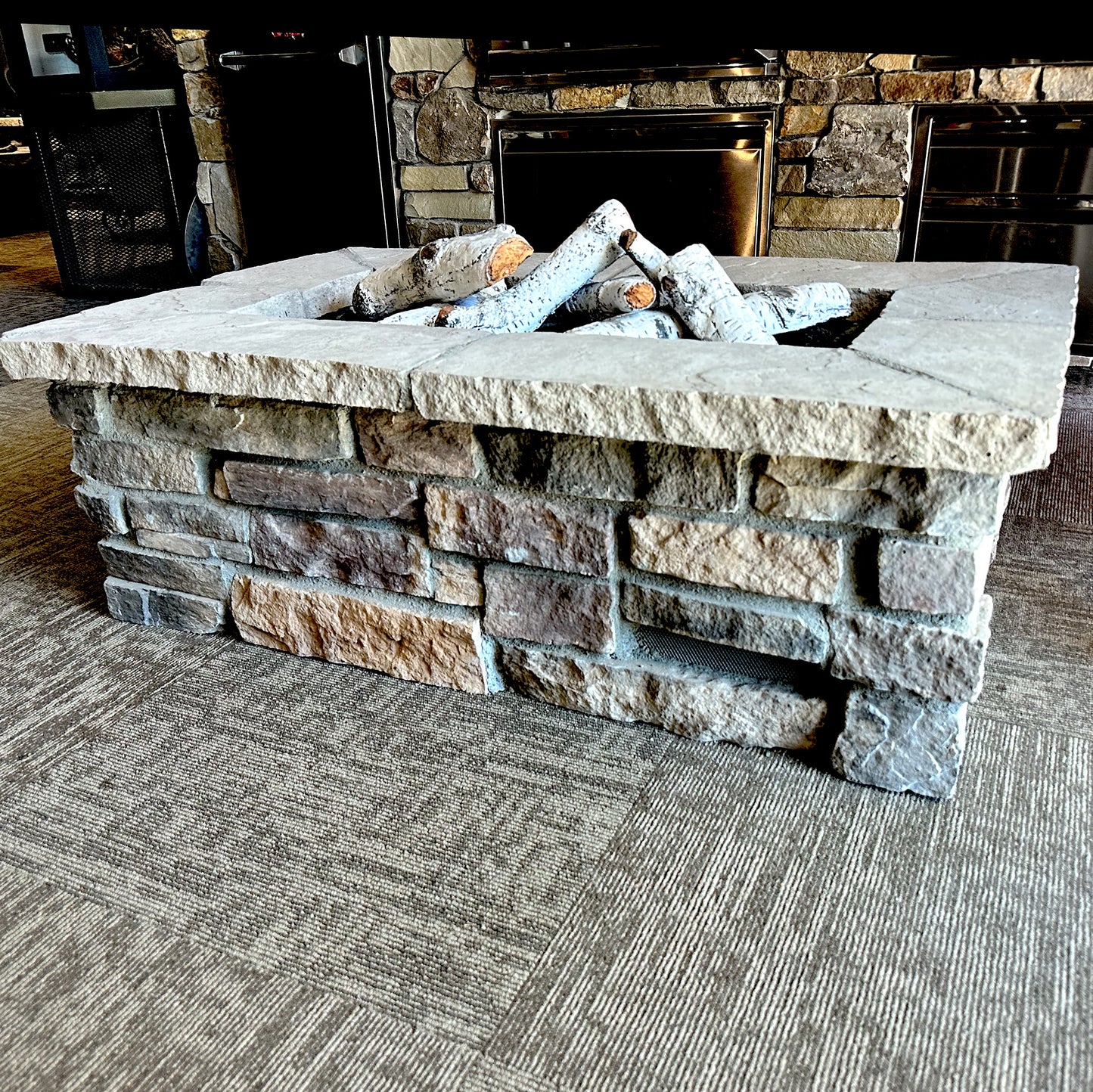 48″ x 30″ Rectangle Custom Stone Gas Fire Pit