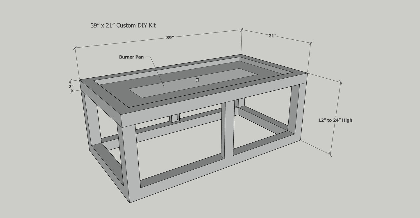 Custom Rectangle DIY Fire Pit Kit 39″ x 21″ x ?